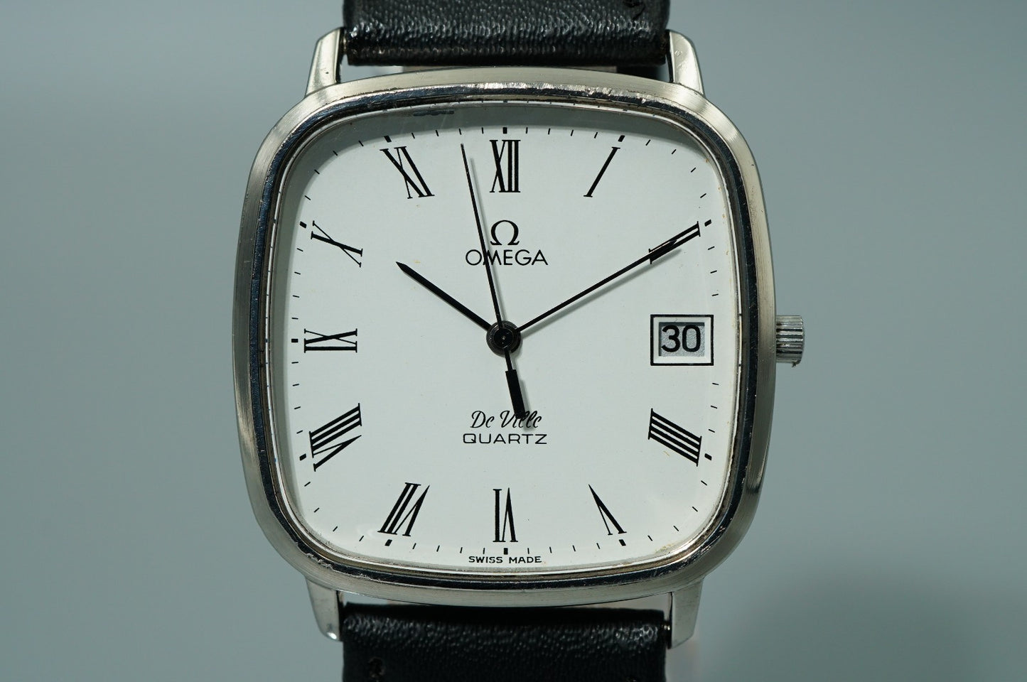 *NEAR MINT* Vintage 1974 OMEGA De Ville Cal.1332 Qz White Square 33mm Mens Watch