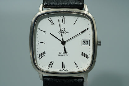 *NEAR MINT* Vintage 1974 OMEGA De Ville Cal.1332 Qz White Square 33mm Mens Watch
