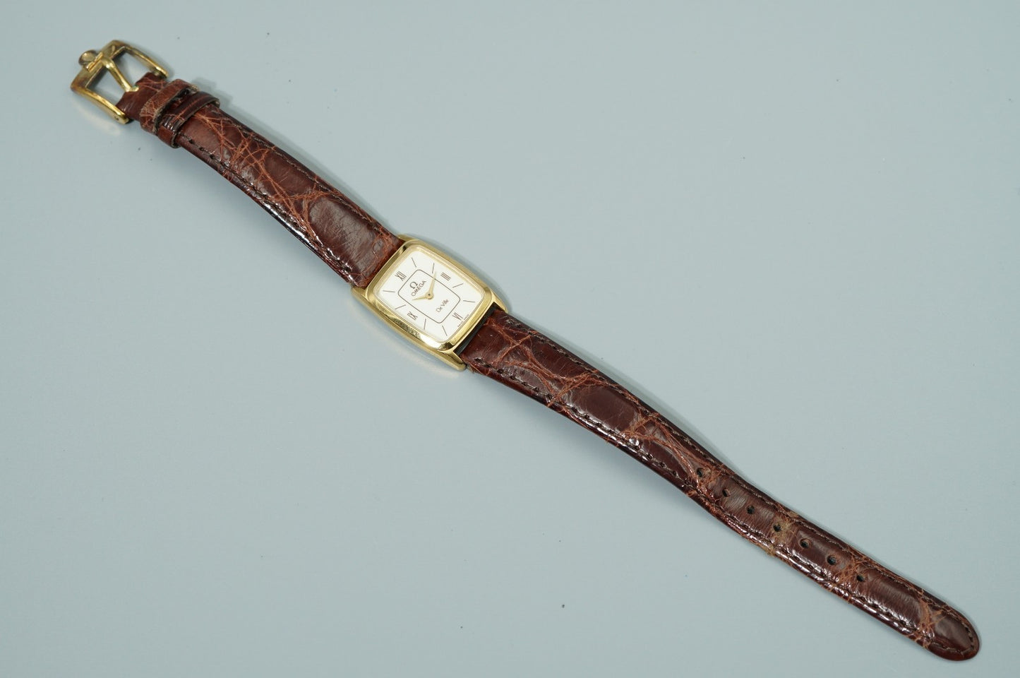 *NEAR MINT* OMEGA De Ville Cal.1387 Qz White Dial Rectangle 19mm Women Watch