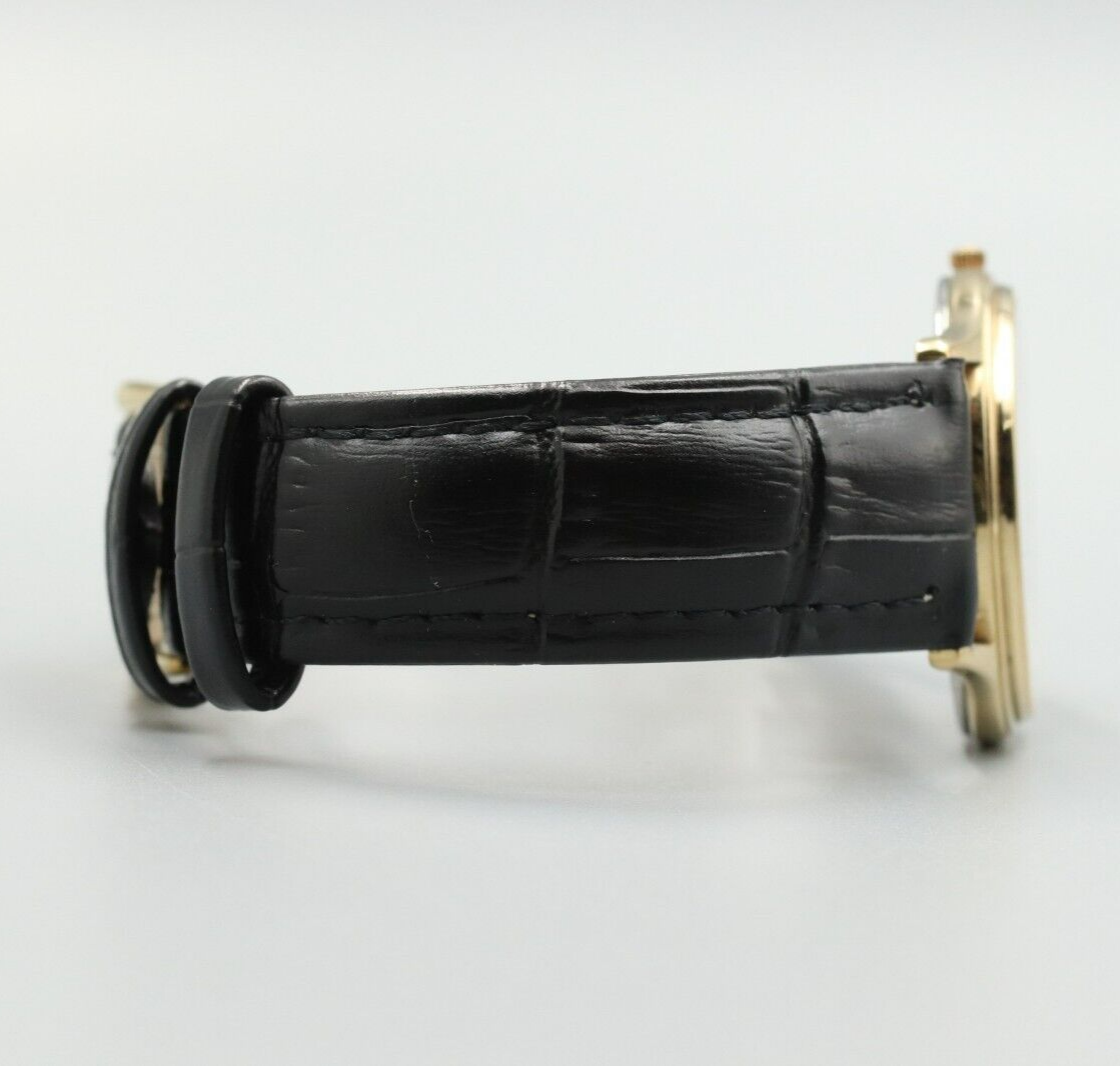 *NEAR MINT* Vintage OMEGA De Ville Cal.1417 Quartz Black Dial Mens Round Watch