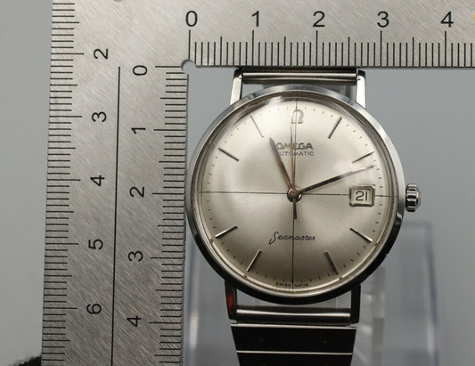 *N MINT++* Vintage OMEGA Seamaster Hand Winding Silver Dial CrossLine Mens Watch