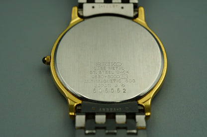 *Exc+5* Vintage 1984 SEIKO Dolce 9530-6000 Qz Gold Round 31mm Mens Watch