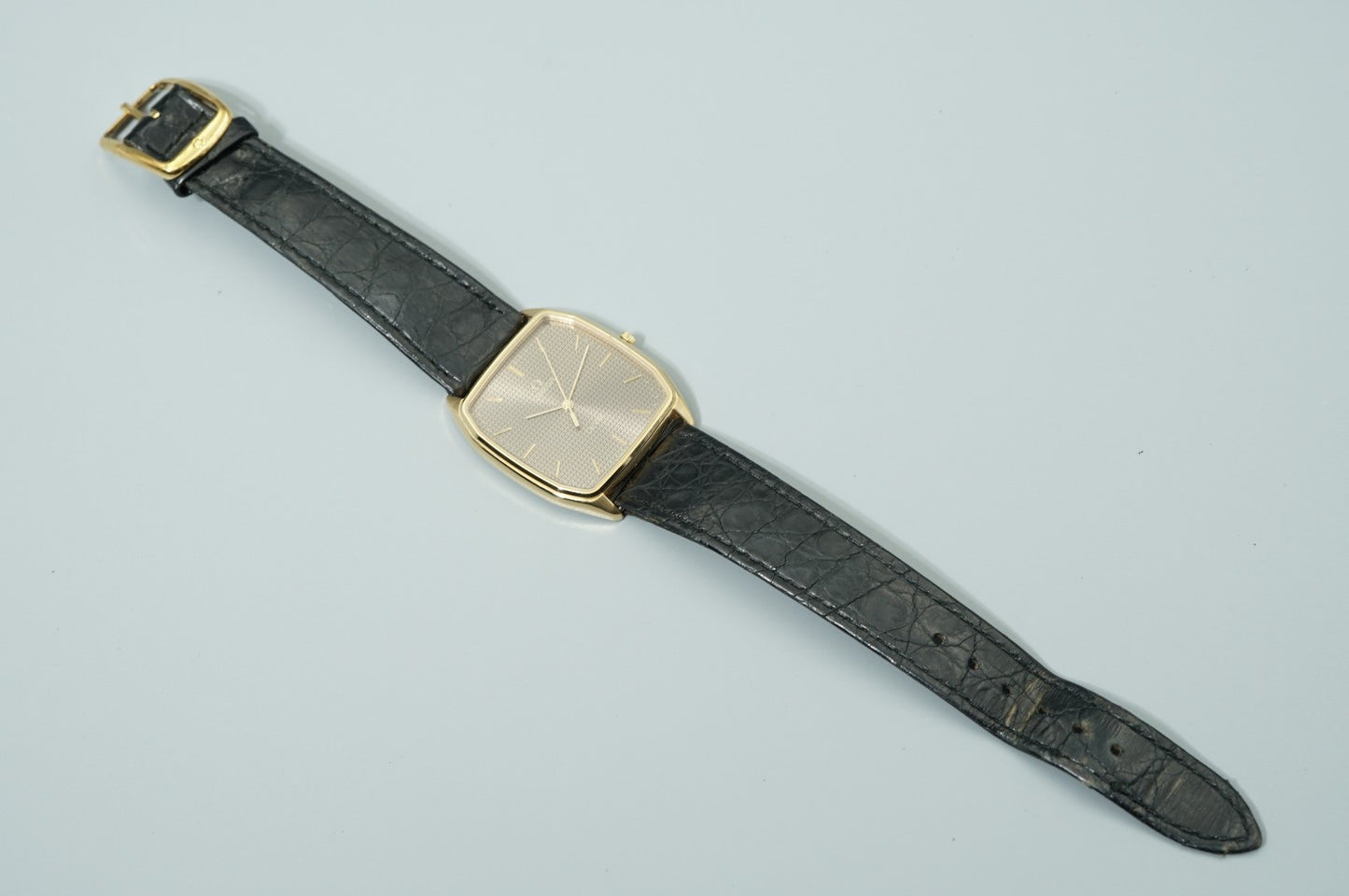 *NEAR MINT* Vintage 1982 OMEGA De Ville Cal.1417 Qz Black Square 30mm Mens Watch