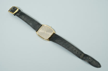 *NEAR MINT* Vintage 1982 OMEGA De Ville Cal.1417 Qz Black Square 30mm Mens Watch