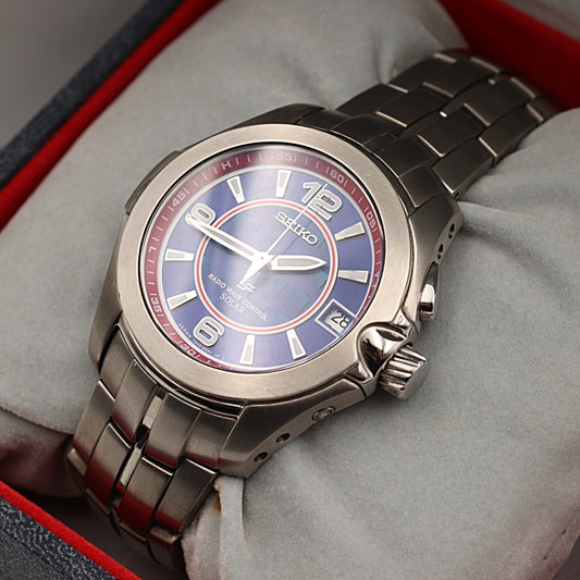 *MINT* SEIKO RADIO WAVE CONTROL SBHS013 7B22-0AG0 Solar Blue 40mm Mens Watch