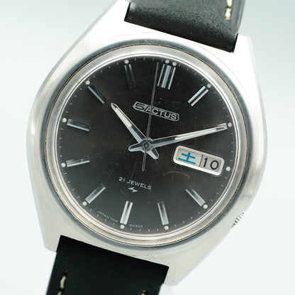 *Exc+5* Vintage 1973 SEIKO 5ACTUS 7019-8010 AT Black Dial Round 38mm Mens Watch