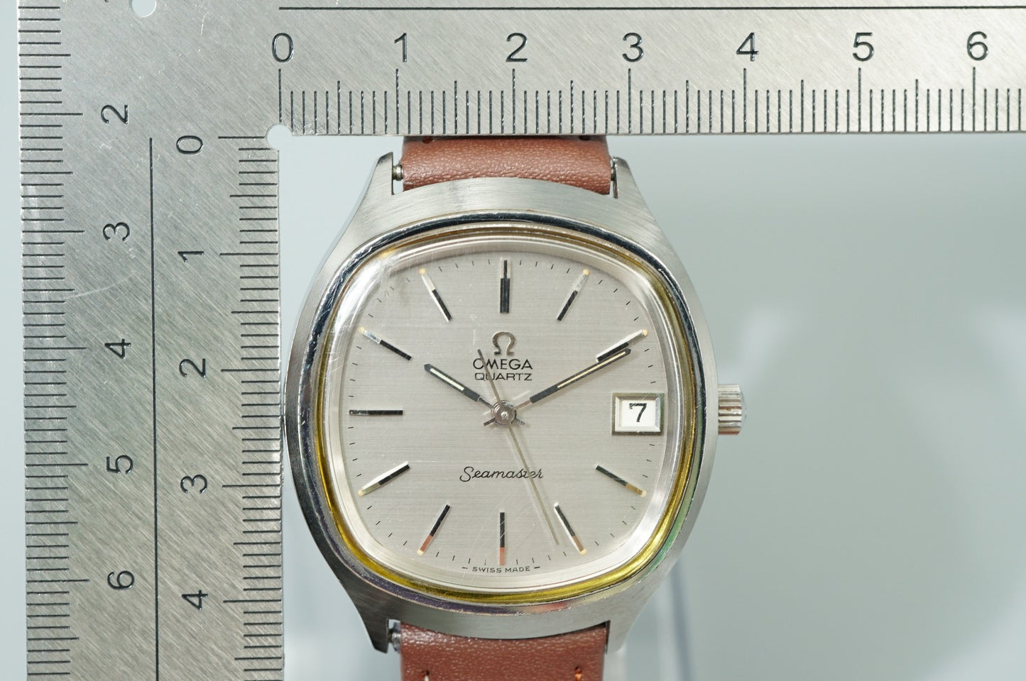 *Exc+5* Vintage 1973 OMEGA Seamaster Cal.1315 Qz Silver Square 37m Mens Watch