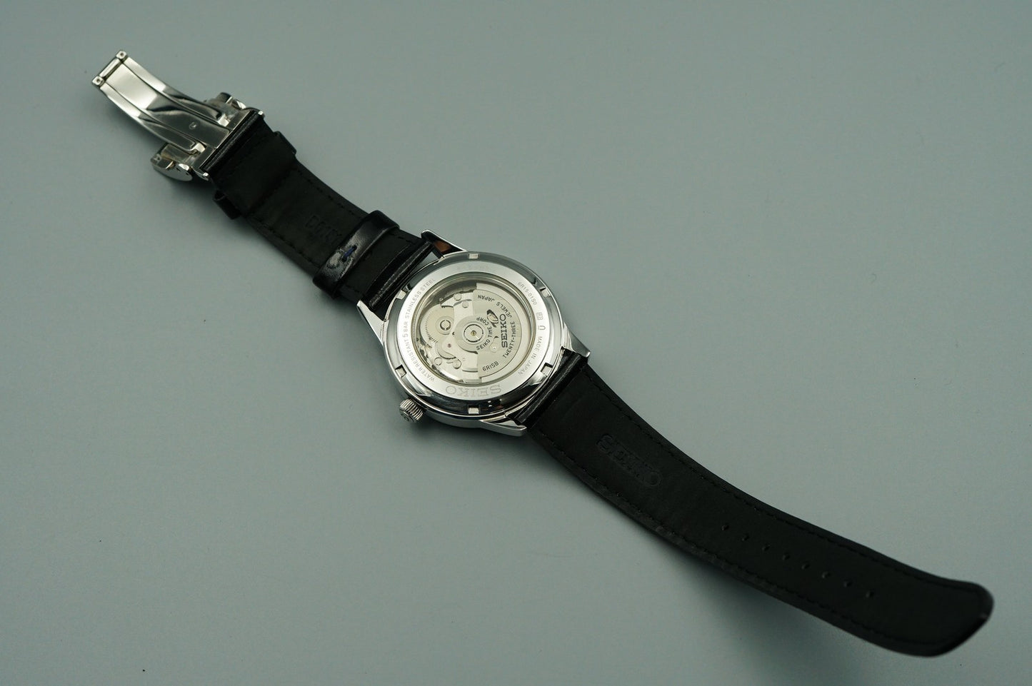 *NEAR MINT*  SEIKO MECHANICAL 6R15-01S0 AT Blue Dial Round 40mm Mens Watch