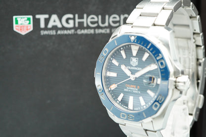 *NEAR MINT*  TAG HEUER Aquaracer WAY2110 Automatic Blue Round 41mm Mens Watch