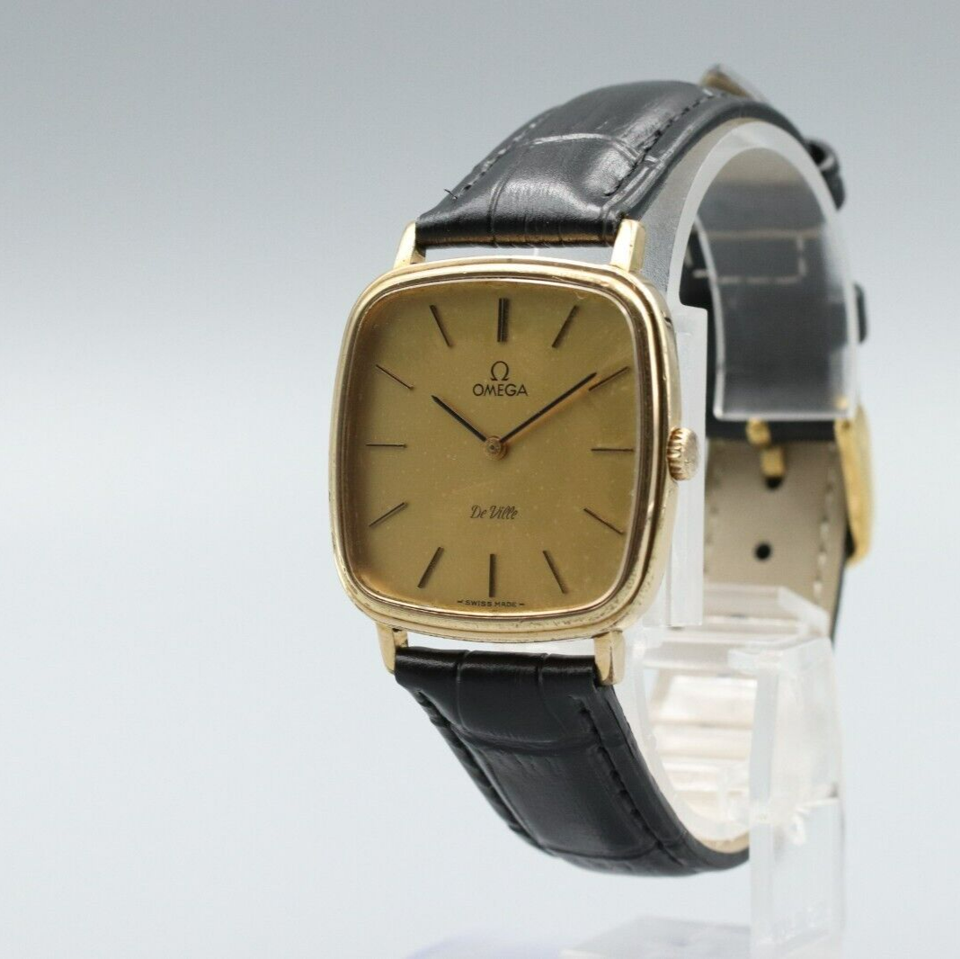 *Exc+5* Vintage OMEGA De Ville Cal.625 Hand Winding Gold Dial Square Mens Watch