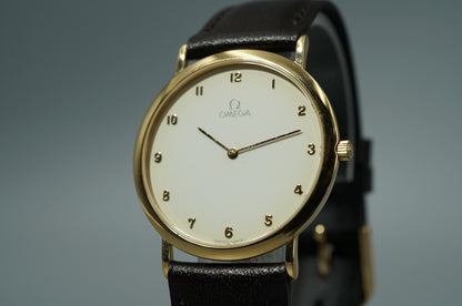 *N MINT* Vintage 1986 OMEGA De Ville Cal.1378 Quartz White Dial 32mm Mens Watch