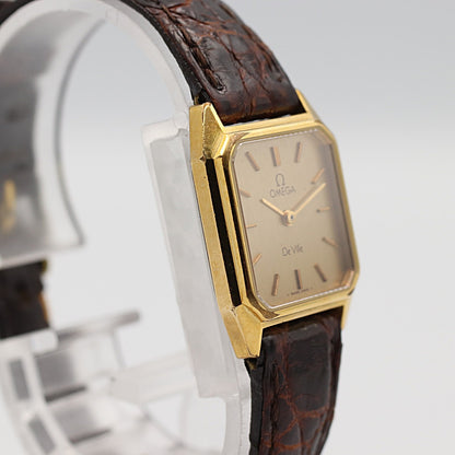 *NEAR MINT* Vintage 1986 OMEGA De Ville Cal.1387 Qz Gold Square 20mm Women Watch