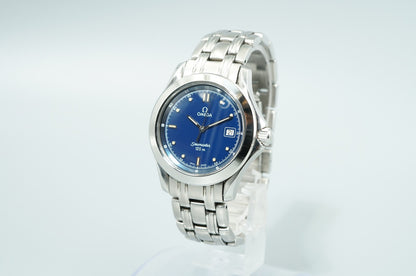 *MINT* Vintage 1994 OMEGA Seamaster Cal.1438 Qz Blue Dial Round 36mm Mens Watch