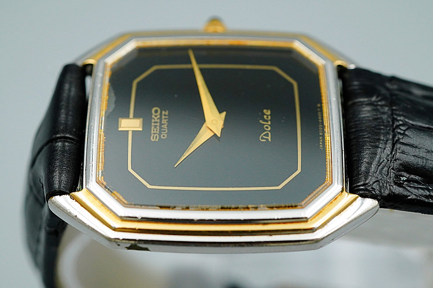 *Exc+4* Vintage 1972 SEIKO DOLCE 6020-5930 Quartz Black Square 29mm Mens Watch