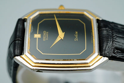 *Exc+4* Vintage 1972 SEIKO DOLCE 6020-5930 Quartz Black Square 29mm Mens Watch
