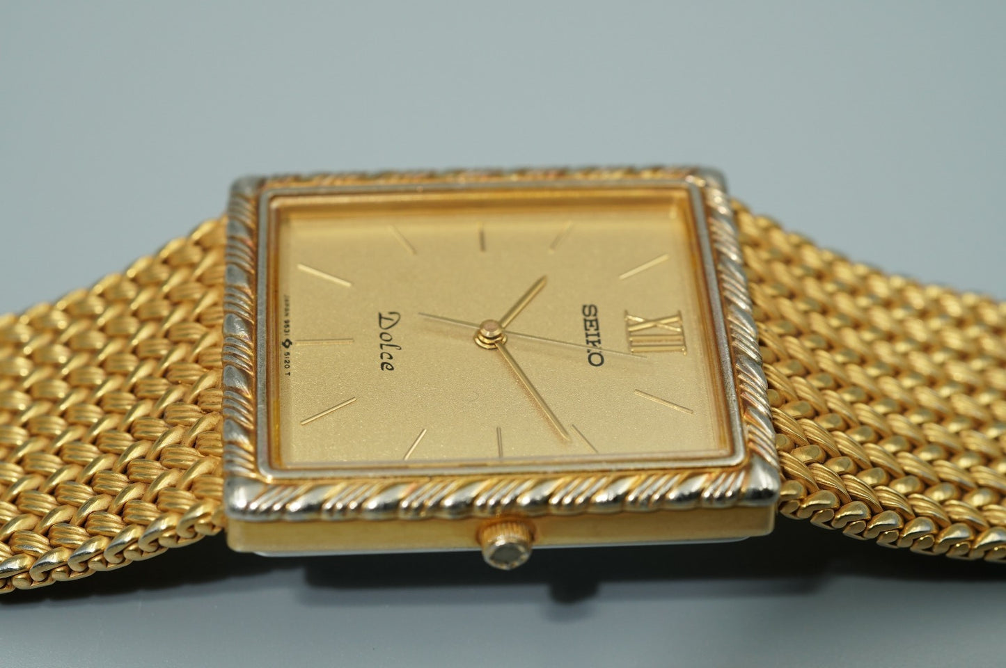 *Exc+5* Vintage 1985 SEIKO Dolce 9531-5100 Qz Gold Rectangle 25mm Women Watch
