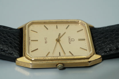 *Exc+4* Vintage 1982 OMEGA De Ville Cal.1417 Qz Gold Octagon 25mm Women Watch