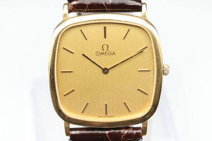 *Exc+5* Vintage OMEGA De Ville Ref.195.0077 Quartz Gold Dial Women Watch JAPAN