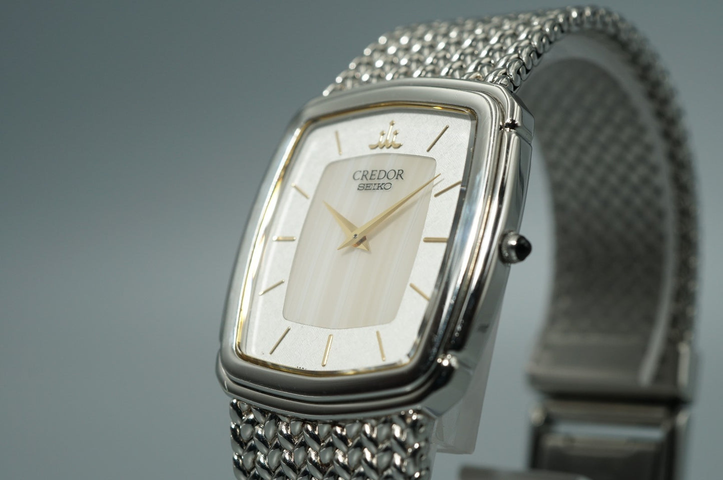 *N MINT* Vintage 1997 SEIKO CREDOR 5A74-3D20 Qz White Rectangle 27mm Women Watch