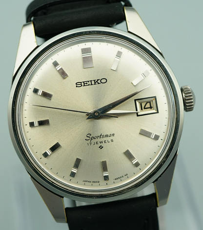 *MINT*Vintage 1977 SEIKO Sportsman 6602-9981 Hand Wind Silver 36mm Mens Watch