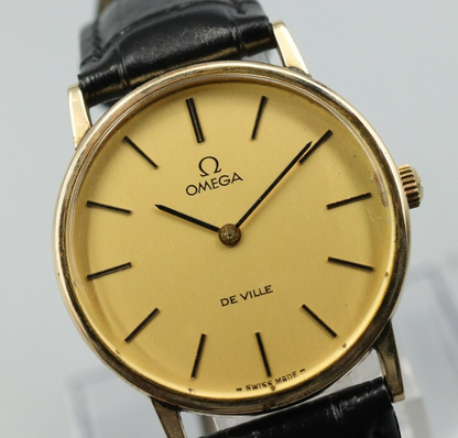 *Exc+4* Vintage OMEGA De Ville Cal.625 Hand Winding Gold Dial Round Mens Watch
