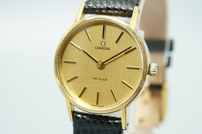 *NEAR MINT* Vintage OMEGA De Ville Cal.625 Hand Winding Gold Dial Women Watch