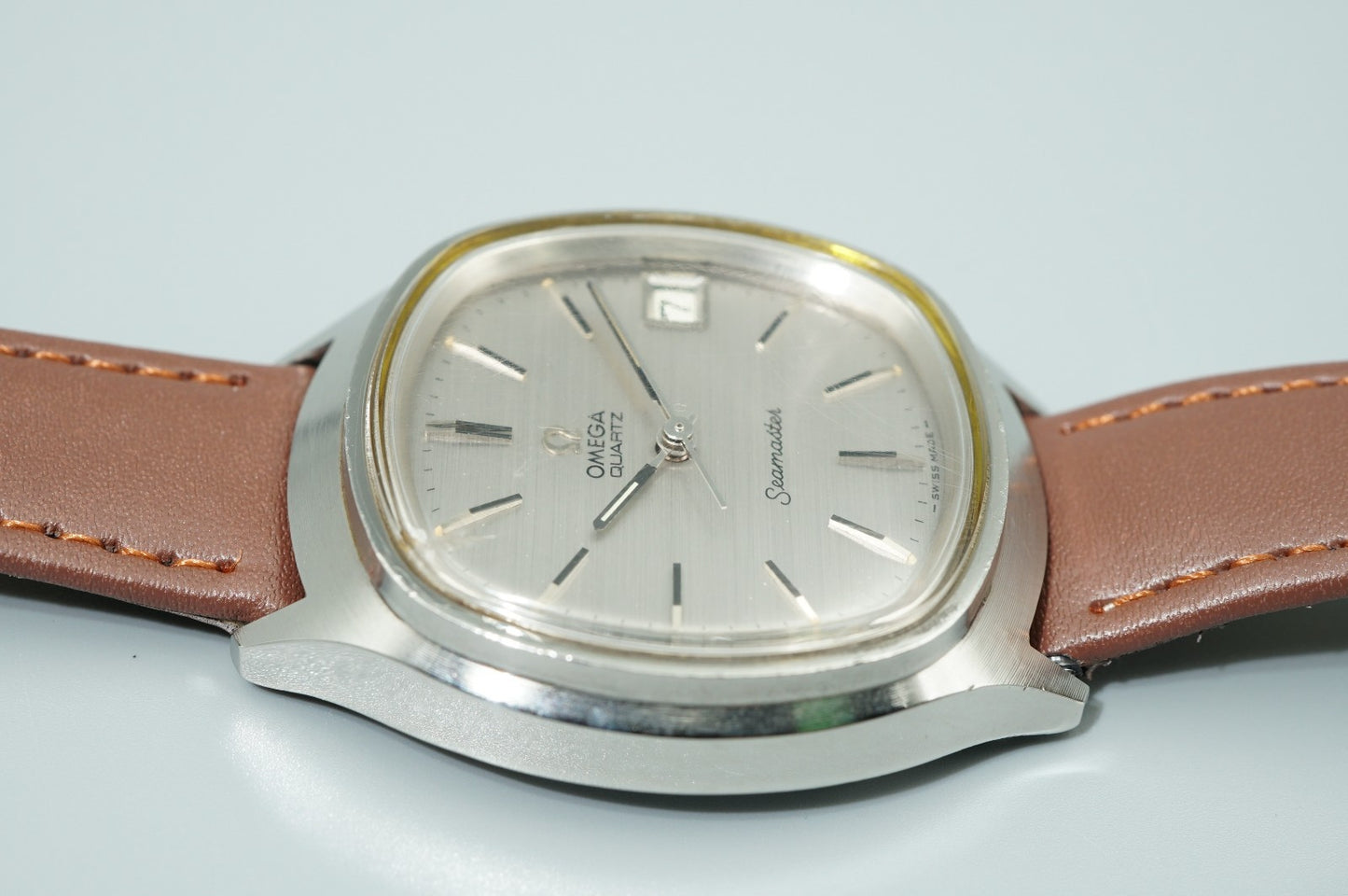 *Exc+5* Vintage 1973 OMEGA Seamaster Cal.1315 Qz Silver Square 37m Mens Watch
