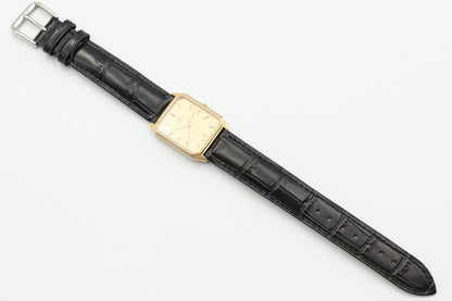 *N MINT* Vintage OMEGA De Ville Cal.1417 Qz Gold Dial Rectangle 24mm Women Watch