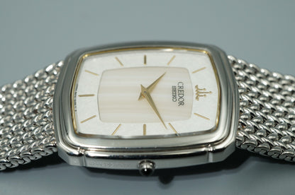 *N MINT* Vintage 1997 SEIKO CREDOR 5A74-3D20 Qz White Rectangle 27mm Women Watch