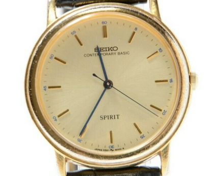 *Exc+5* Vintage SEIKO Spirt 5S21-6000 Sweeping Second Quartz Dress Mens Watch