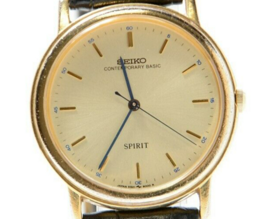 *Exc+5* Vintage SEIKO Spirt 5S21-6000 Sweeping Second Quartz Dress Mens Watch