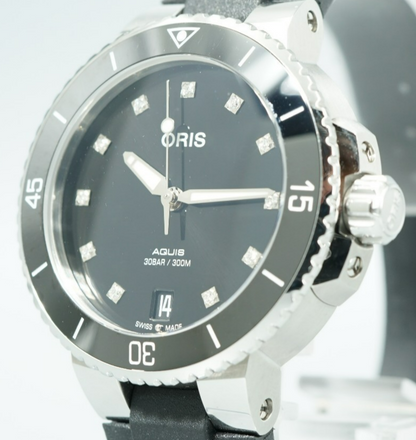 ORIS Aquis Date Diamonds 01 733 7731 4194 Automatic Black 37mm Women Watch