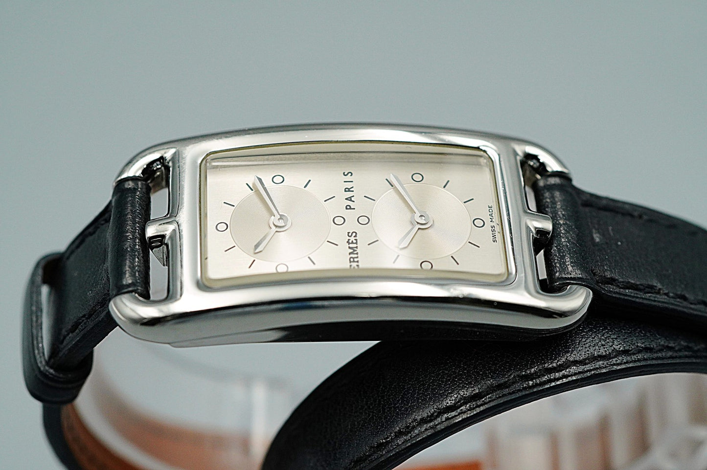 *NEAR MINT* HERMES Cape Cod CC3-210 Quartz Silver Rectangle 20mm Women Watch