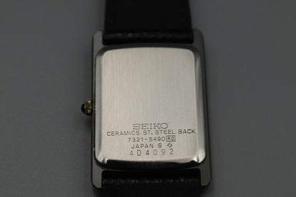 *MINT* Vintage SEIKO Dolce 7321-5490 Quartz White Dial Square  Mens Watch JAPAN
