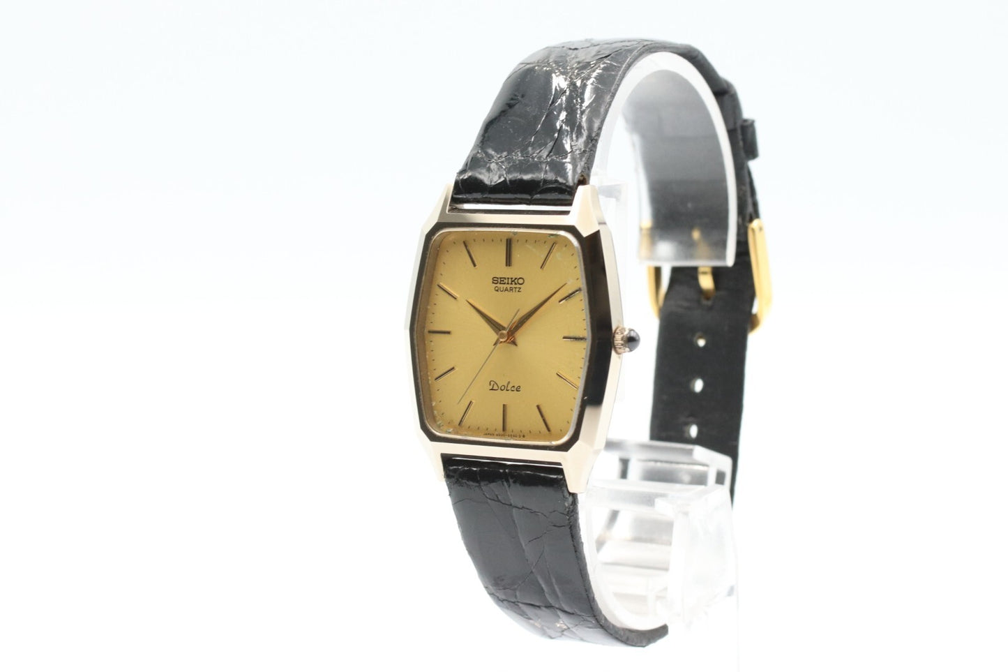 *Exc+5* Vintage SEIKO Dolce 6030-5480 Qz Gold Dial Hexagon 29mm Women Watch