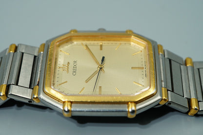 Exc+5 Vintage 1994 SEIKO CREDOR  7771-5011 Quartz Gold  Hexagon 30mm Mens Watch