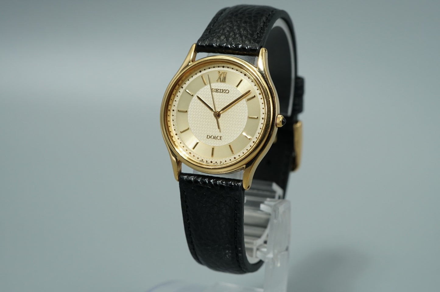 *NEAR MINT* Vintage 1998 SEIKO DOLCE 5E31-6070 Quartz Gold Round 31mm Mens Watch