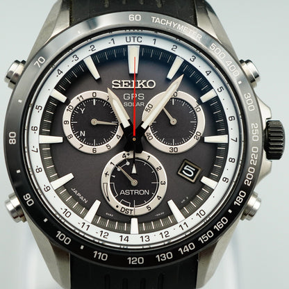 *Exc+5 in Box* SEIKO ASTRON  8X82-0AC0 Solar Black Dial Round 45 mm Mens Watch