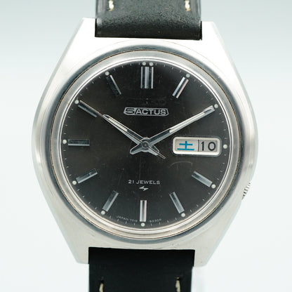 *Exc+5* Vintage 1973 SEIKO 5ACTUS 7019-8010 AT Black Dial Round 38mm Mens Watch