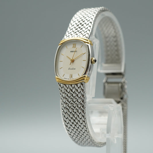 *NEAR MINT* Vintage SEIKO Exceline 1221-5890 Quartz Beige Oval 18mm Women Watch