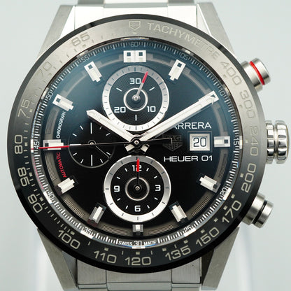 *N MINT Box & Paper* TAG HEUER Carrera CAR201Z Automatic Black 44mm Mens Watch