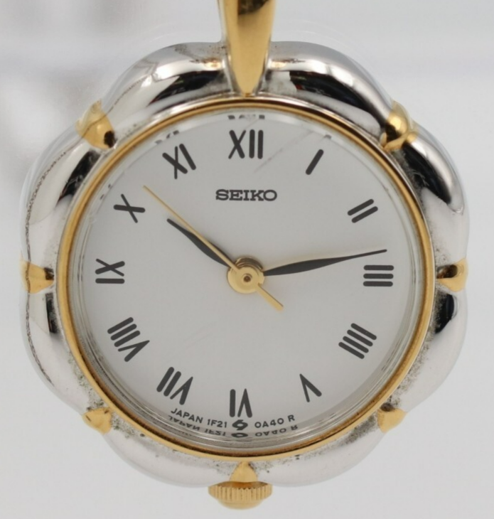 *Exc+5* Vintage SEIKO 1F21-0A10 Quartz White Dial Round 20mm Women Watch JAPAN