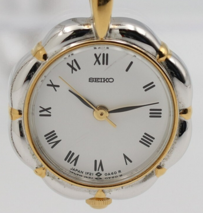 *Exc+5* Vintage SEIKO 1F21-0A10 Quartz White Dial Round 20mm Women Watch JAPAN