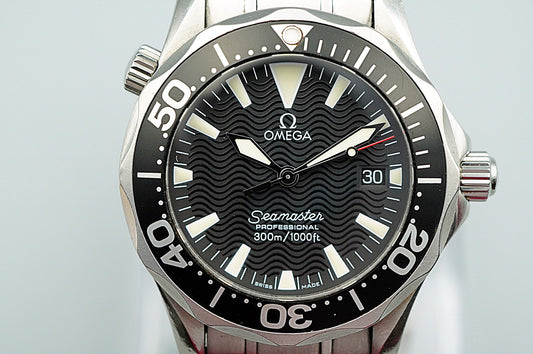 N MINT 1998 OMEGA Seamaster 300m  Cal.1538 Ref.196.1641 Qz Black 36mm Mens Watch