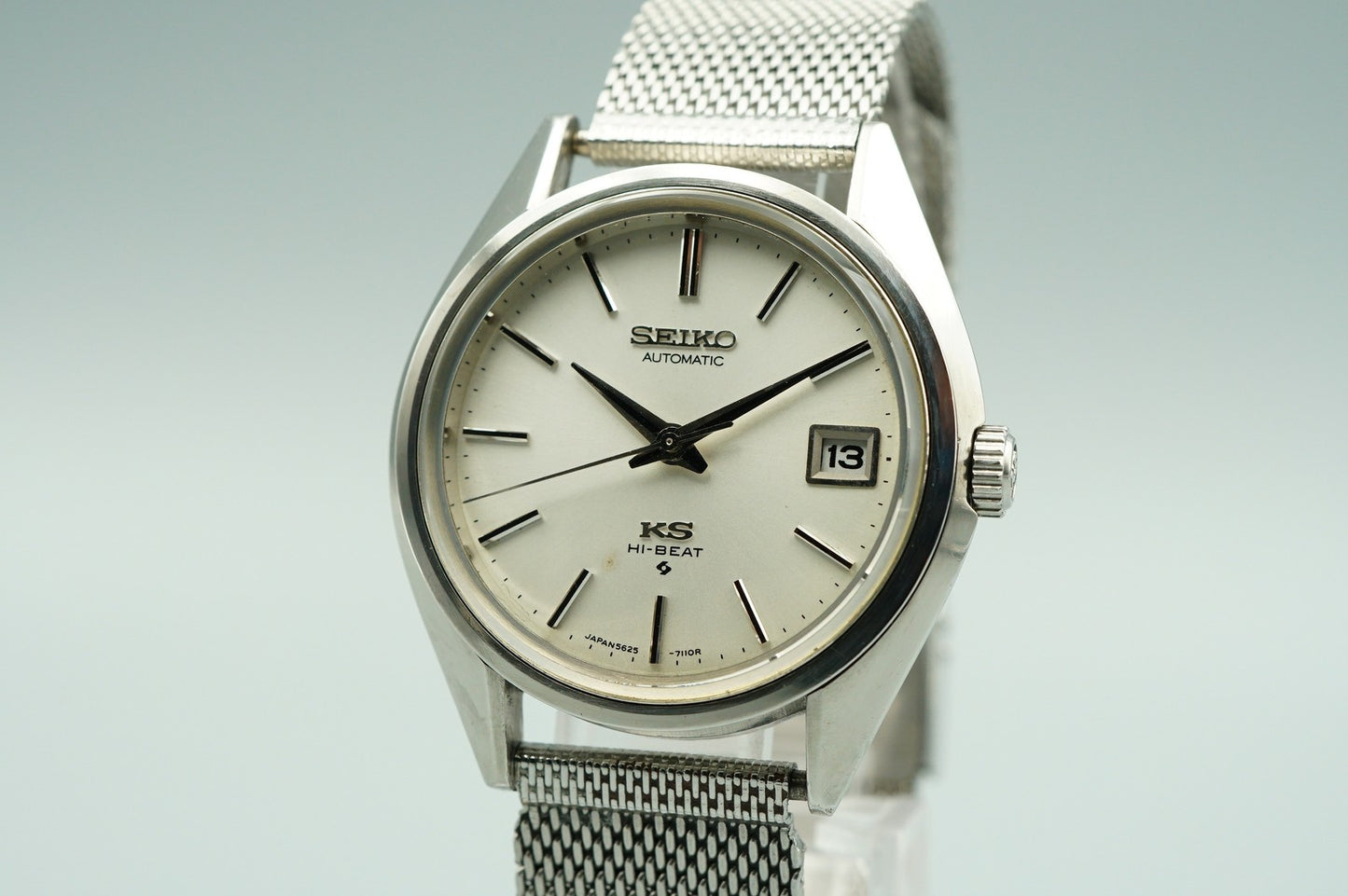*N MINT* Vintage 1974 SEIKO KS HI-BEAT 5625-7113 AT Silver Round 35mm Mens Watch