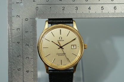 *Exc+5* Vintage 1976 OMEGA Seamaster Cal.1342 Quartz Gold Round 36mm Mens Watch