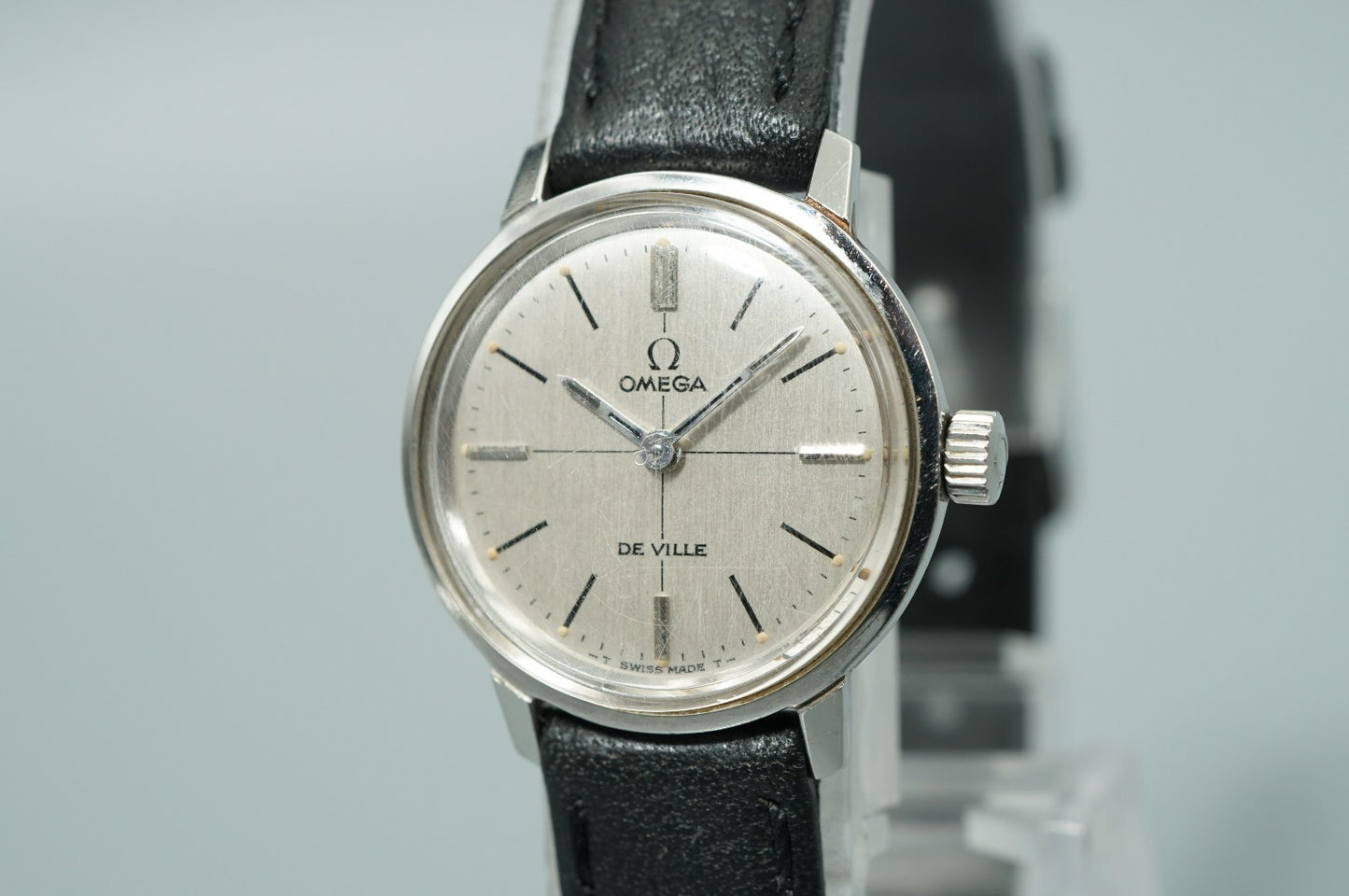 *N MINT* Vintage OMEGA De Ville Hand Winding Silver Cross Line 22mm Women Watch
