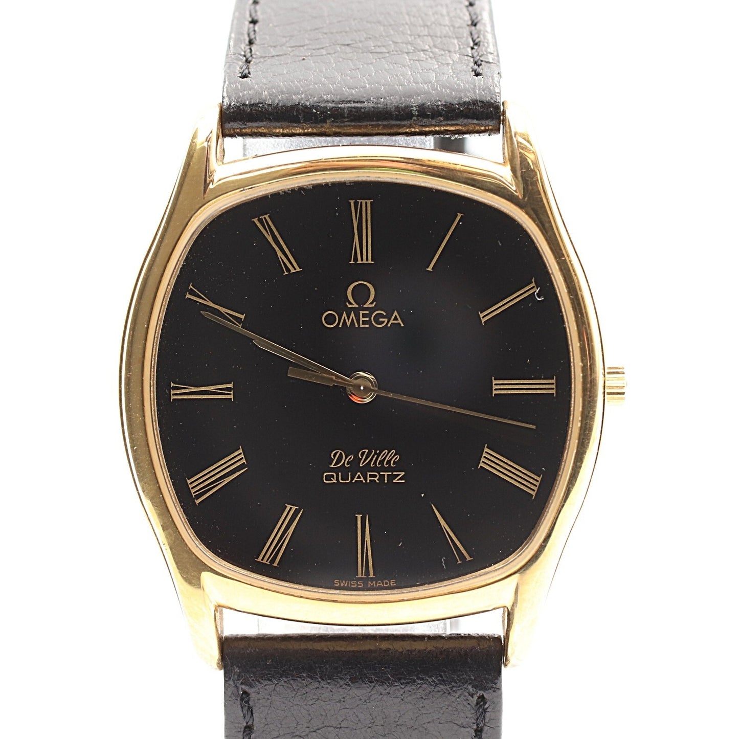 *N MINT* Vintage 1980 OMEGA De Ville Cal.1332 Qz Black Hexagon 33mm Mens Watch