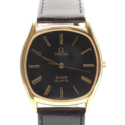 *N MINT* Vintage 1980 OMEGA De Ville Cal.1332 Qz Black Hexagon 33mm Mens Watch