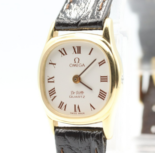 *N MINT* Vintage OMEGA De Ville Cal.1387 Qz White Dial Square 18mm Women Watch